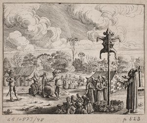 Altar with a sacrificed ram, surrounded by Muslim men