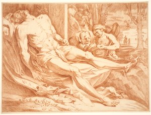 The Dead Christ Mourned by Angels