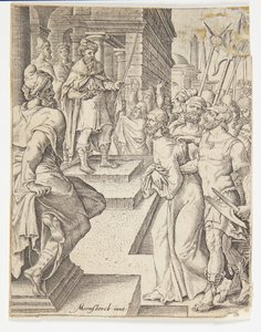 Christ Before Pilate by Ubekendt efter Dirck Volckertsz. Coornhert efter Maarten van Heemskerck