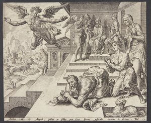 The Departure of the Angel by Ubekendt efter Maarten van Heemskerck