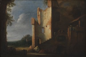 Landscape with Ruins by Ubekendt hollandsk 1600 tallet