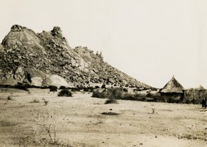 Huts near Gebel Sagadi, Sudan, circa 1930