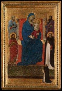 Virgin and Child Enthroned with Saints Peter, Paul, John the Baptist, and Dominic and a Dominican Supplicant by Ugolino di Nerio