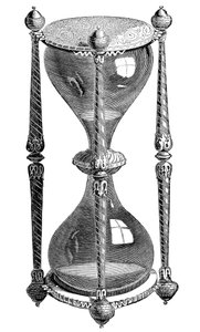 16th century hourglass, engraving, 19th century