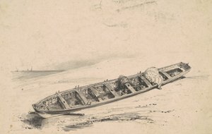 A Beached Longboat, 19th century by Unbekannt