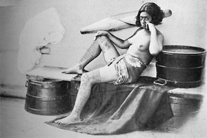 A Marquesa Woman with the Lower Part of the Legs Fully Tattooed, 1902 by Unbekannt