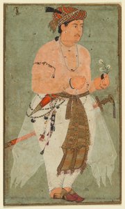 A Mughal Prince, Perhaps Danyal, Holding a Sprig of Flowers, c. 1580-1590 by Unbekannt