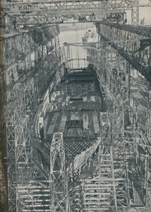 A Nest of Steel. Cunard White Star Liner Georgic in Construction by Unbekannt