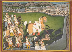 A Prince Hunting Boars with His Retinue by Unbekannt