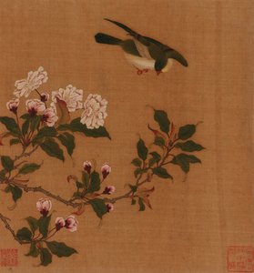 A Bird Hovering Over Blossoming Branches by Unbekannt