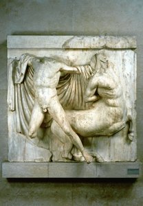 A Fight Between a Human Lapith and a Centaur, Metope from the Parthenon, c440 BC