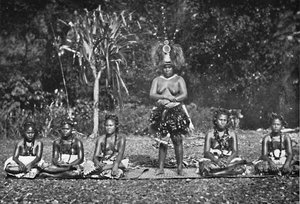 A Group of Samoan Dancing Women in Full Costume by Unbekannt