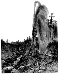 A Gusher in the Pennsylvanian Oilfields, USA by Unbekannt