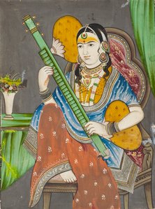 A Lady Playing a Vina by Unbekannt
