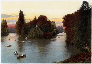 A lake in the Bois de Boulogne, Paris, c1900 by Unbekannt
