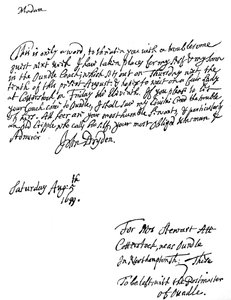 A Letter Written by John Dryden, English Poet by Unbekannt