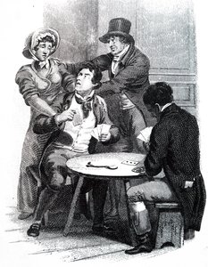 A Wife Trying to Remove Her Husband from the Gaming Table