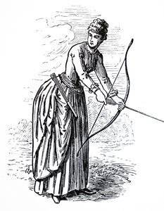 A young lady practising her archery skills