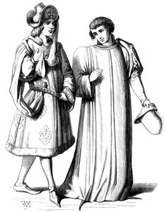 A Young Nobleman and a Member of the Bourgeoisie, 14th Century, 1849