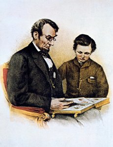 Abraham Lincoln and his son Tad, 9 February 1864 by Unbekannt