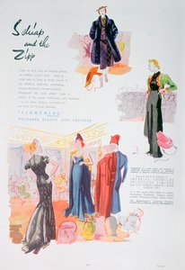 Advert for Lightning coloured plastic zipp fasteners by ICI by Unbekannt