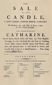 Advertisement of Sale by Candle at Lloyds, 1796 by Unbekannt