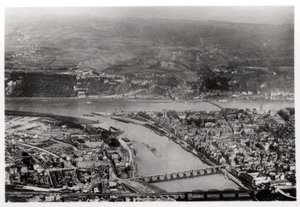Aerial view of Koblenz, Rhine-Palantinate, Germany, from a Zeppelin by Unbekannt