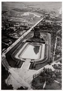 Aerial view of Volkerschlachtdenkmal, Leipzig, Germany, from a Zeppelin, c1931-1933