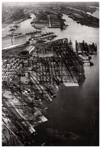 Aerial View of the Bremer Vulkan Shipyard, Bremen, Germany, from a Zeppelin, c1931-1933