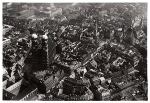 Aerial View of the Frauenkirche, Munich, Germany, from a Zeppelin by Unbekannt