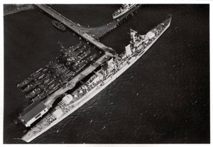 Aerial View of the German Light Cruiser Karlsruhe, from a Zeppelin