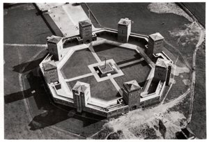 Aerial view of the Tannenberg Memorial, near Olsztynek, Poland, from a Zeppelin, c1931