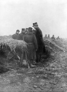 Albert I, the third King of the Belgians, visiting the trenches of Avecapelle, Belgium by Unbekannt