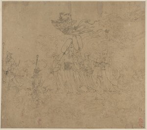 Album of Daoist and Buddhist Themes: Procession of Daoist Deities: Leaf 6, 1200s by Unbekannt