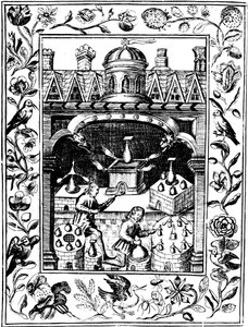 Alchemical Laboratory Showing Various Forms of Furnace and Vessels by Unbekannt