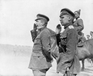 Alexander Kerensky during a review of Russian troops, First World War by Unbekannt