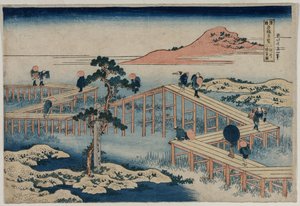 An Ancient Picture of the Eight Part Bridge in Mikawa Province