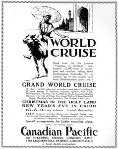 An advertisement for a Canadian Pacific world cruise by Unbekannt