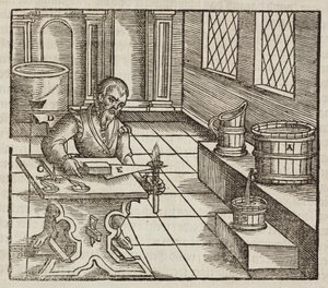 Analysis of Saltpeter, Used in Gunpowder and for Meat Preservation - Engraving from Description of Ores and Principal Mining Methods, by Lazarus Ecker by Unbekannt