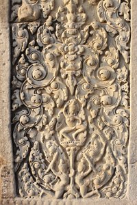 Angkor Wat, Carved Detail on Wall Flowers by Unbekannt