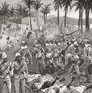 Anglo-Egyptian troops storm the village of Ferkeh at the Battle of Ferkeh or Firket, 7 June 1896, during the Mahdist War by Unbekannt