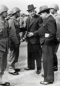 Antonio de Oliveira Salazar inspects the troops during a visit to the Azores, 5 April 1941 by Unbekannt