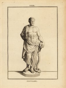 Asclepius, Greek god of medicine with serpent-entwined staff