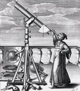 Astronomical telescope with observer by Unbekannt