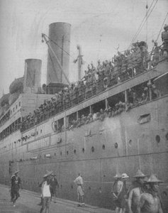 At Singapore Indian Troops Arrive to Take Part in the Defence of the Great Fortress-Port, 1941 by Unbekannt