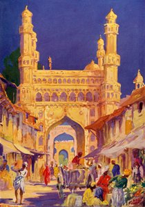 At the Char Minar in Hyderabad, c1948