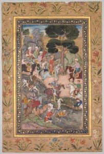 Babur meeting with Sultan Ali Mirza at the Kohik River, from a Babur-nama Memoirs of Babur