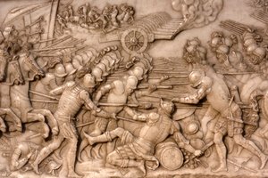 Tomb of Francis I and Claude of France, Depiction of the Battle of Marignano in 1515