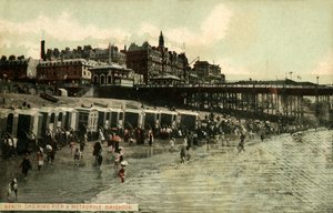 Beach Showing Pier & Metropole, Brighton, late 19th-early 20th century