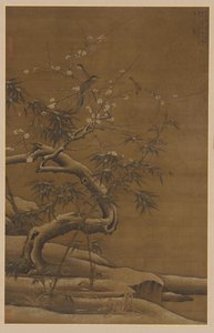 Birds, Plum Blossoms, and Bamboo in Winter, 16th century by Unbekannt